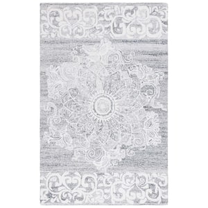 Abstract Ivory/Light Gray 6 ft. x 9 ft. Medallion Geometric Area Rug