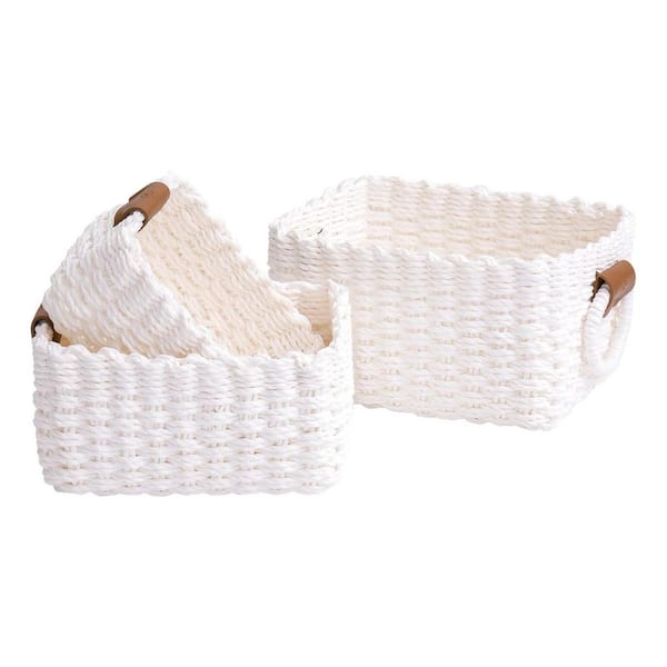 Unbranded White 9 in. x 4.7 in. Paper Decorative Basket (Set of 3)