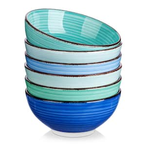 27 oz. Assorted Color Ceramic Stoneware Cereal Bowls, Dishwasher Safe (Set of 6)