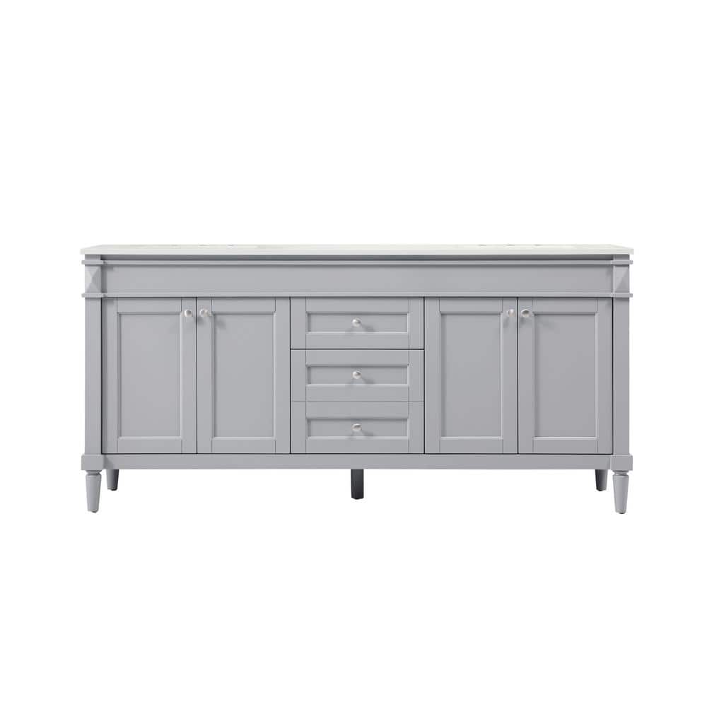 Simply Living 72 in. W x 21 in. D x 35 in. H Bath Vanity in Grey with Ivory