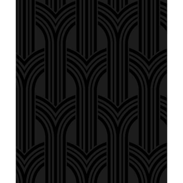 31.35 sq. ft. Onyx Geometric Arches Vinyl Peel and Stick Wallpaper Roll