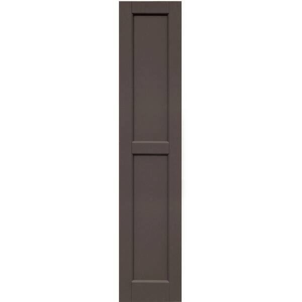 Winworks Wood Composite 12 in. x 58 in. Contemporary Flat Panel Shutters Pair #641 Walnut