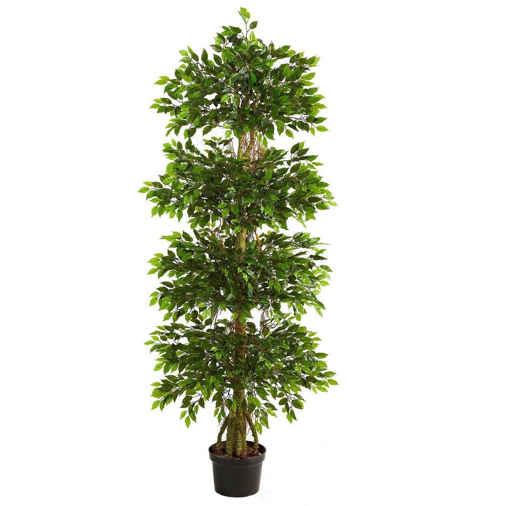 6 ft. Artificial Ficus Tree in Brown Pot, Artificial Indoor Home Decor Plant