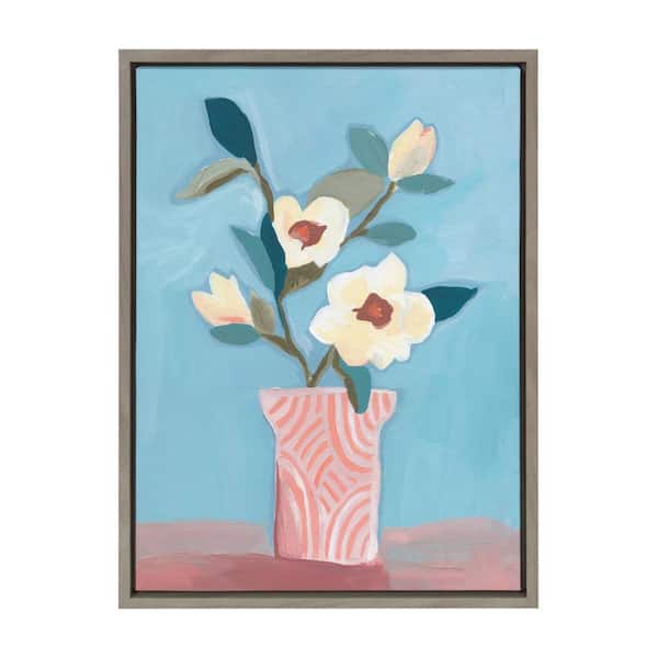 Kate and Laurel Sylvie "Magnolia Blooms" by Kate Aurelia Studio Framed Canvas Wall Art 24 in. x 18 in.