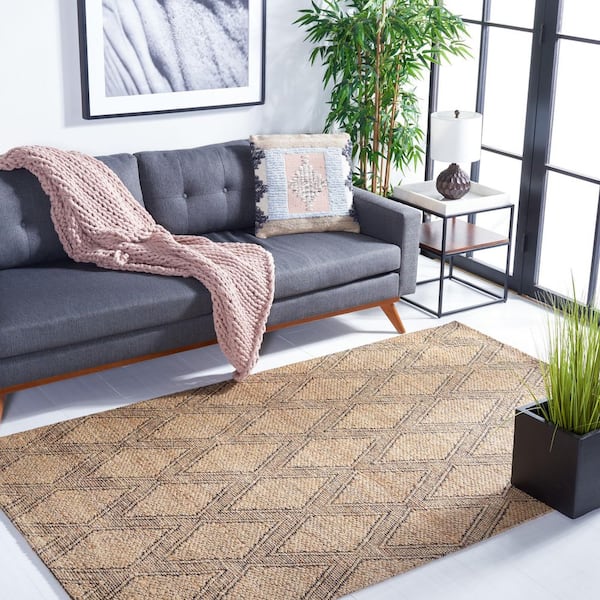 Natural Fiber 4 ft. x 6 ft. Natural/Black Diamond Woven Area Rug