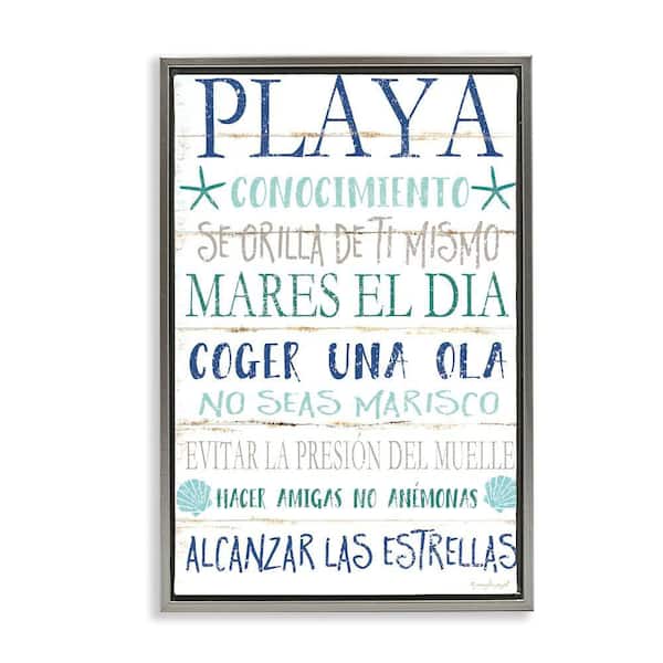 Stupell Industries Beach Life Guide by Jennifer Pugh Gray Floater Frame Nature Graphic Art Print 31 in. x 21 in.