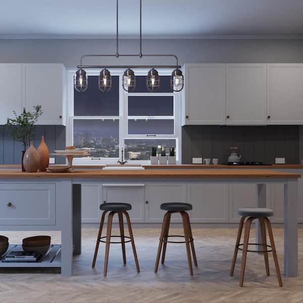 Hunter Starklake 5 Light Noble Bronze Linear Chandelier Kitchen Light