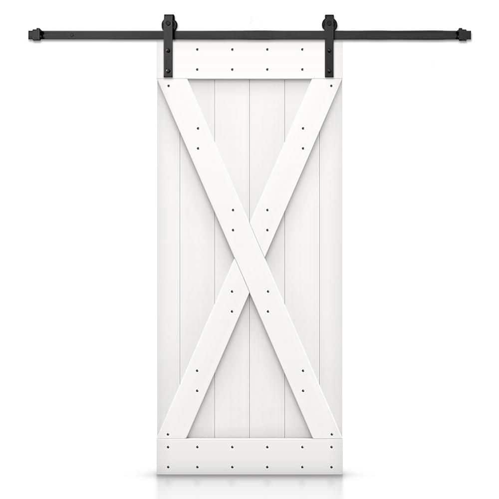 28 in. x 80 in. X Series Solid Core White Stained DIY Wood Interior Sliding Barn Door with Hardware Kit price history on PriceWatchPro