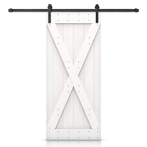 20 in. x 84 in. X-Series White Stained DIY Wood Interior Sliding Barn Door with Hardware Kit