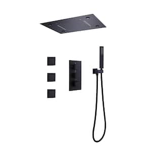 LED Thermostatic Triple-Handle 4-Spray Shower Faucet 3.7 GPM with Body Spray in Matte Black (Valve Included)