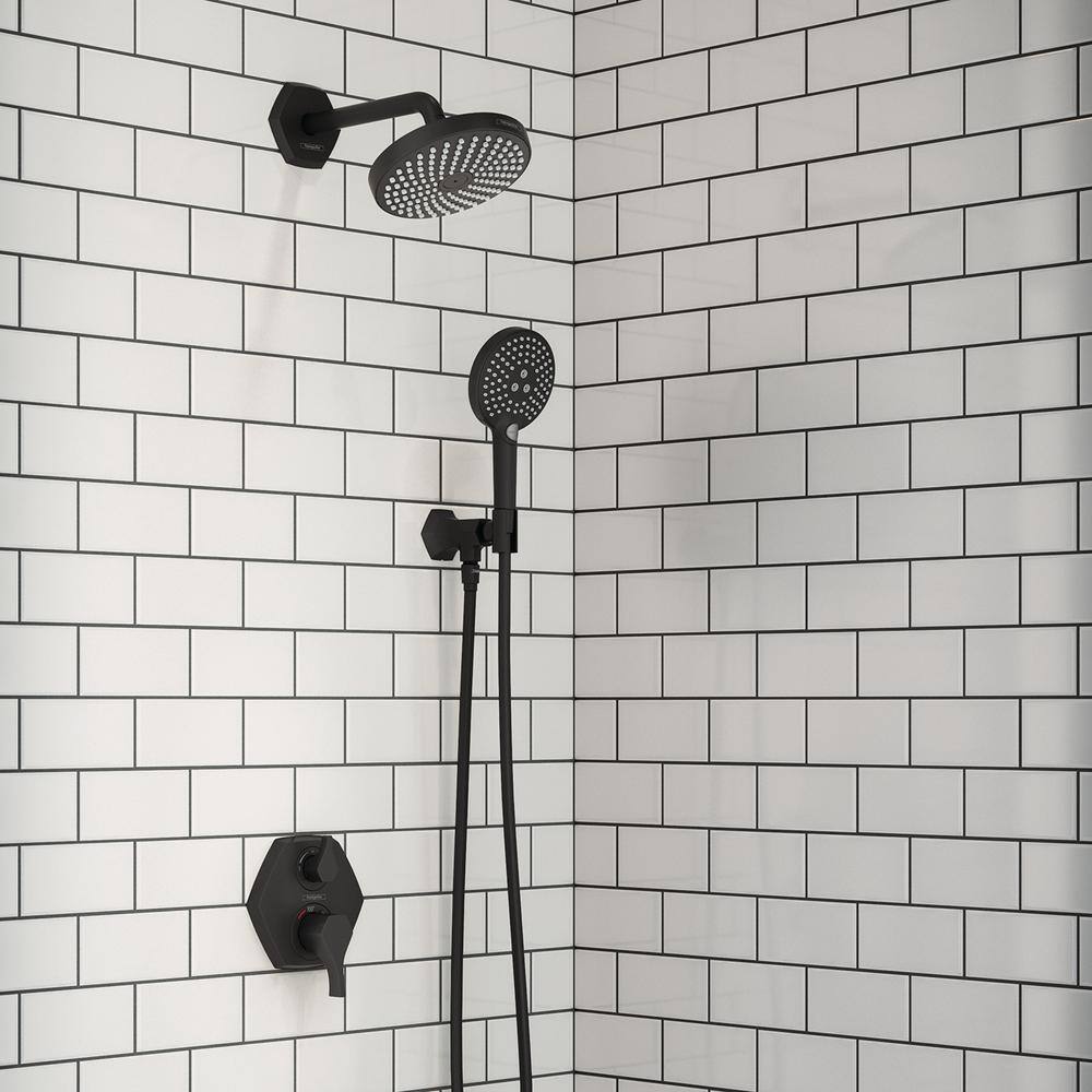 Locarno Matte Black Wall-Mounted Thermostatic Lever Trim