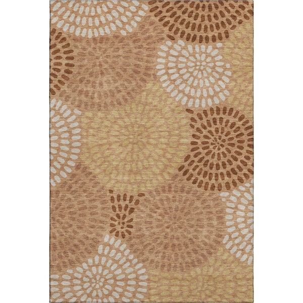 Mayfield Premium Machine Washable Abstract AMF2492 Copper 5 ft. x 7 ft. 6 in. Area Rug