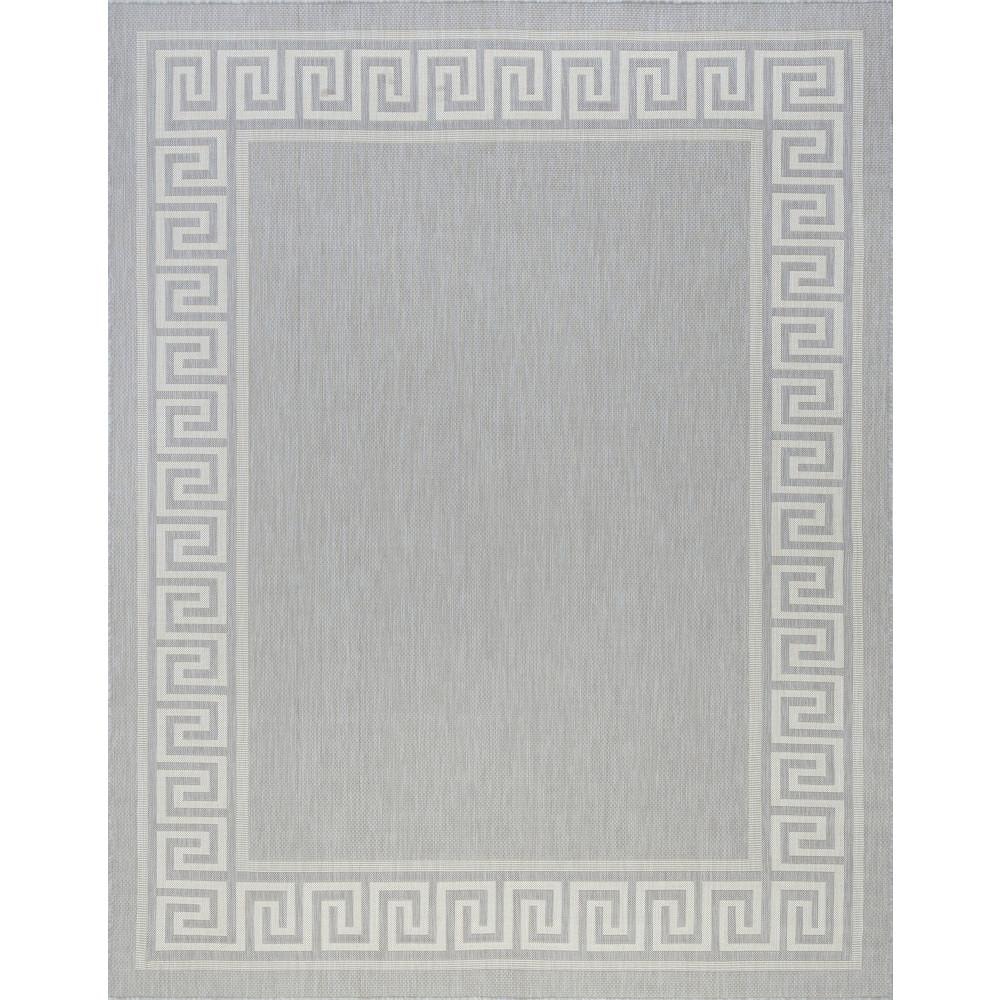 Tayse Rugs Eco Greek Key Gray 8 ft. x 10 ft. Indoor/Outdoor Area Rug