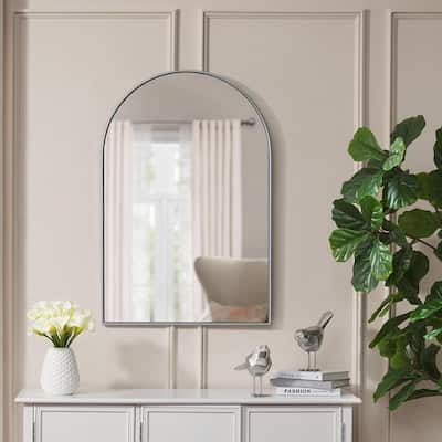 Medium Arched Silver Classic Accent Mirror (35 in. H x 24 in. W)