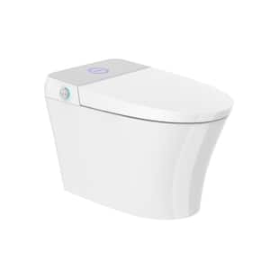 Elongated 1/1.27 GPF Dual Flush Smart Bidet Toilet in White with Auto Flush, Heated Seat, Foot Sensor Operation