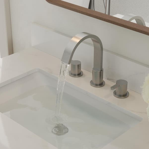 8 in. Widespread Double Handle Bathroom Faucet with Waterfall Spout in Brushed Nickel (Valve Included)