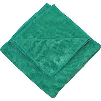 Microfiber Cleaning Cloths,16in. x 16in., Green (12-Pack)