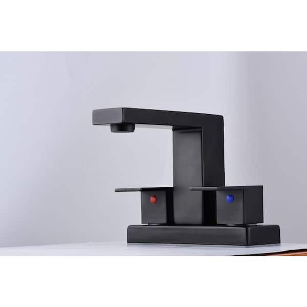4 in. Centerset Deck Mounted 2-Handle Bathroom Faucet in Matte Black