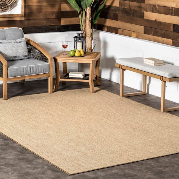 nuLOOM Nakia Transitional Natural 9 ft. 6 in. x 12 ft. Indoor/Outdoor Area Rug