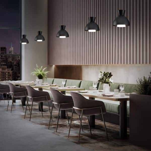 Carafe 16 in. Black Pendant Light with Integrated LED 3000K