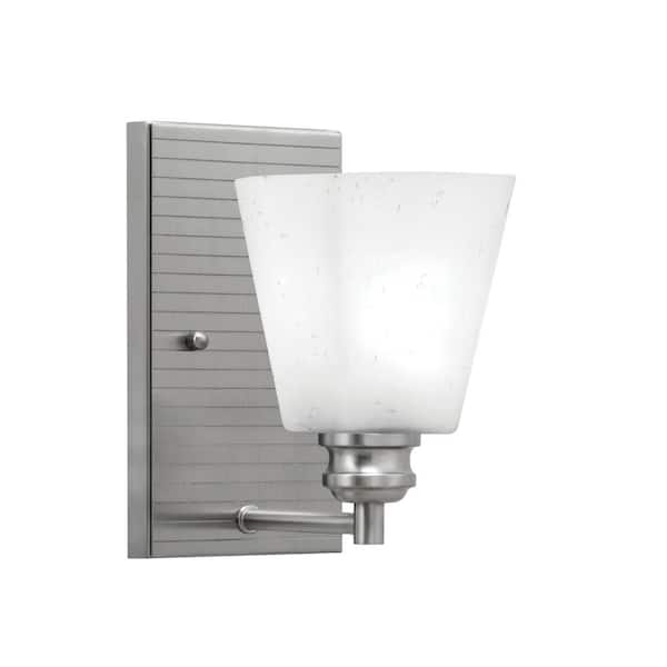 Unbranded Albany 1-Light Brushed Nickel 4.5 in. Wall Sconce with Square White Muslin Glass Shade