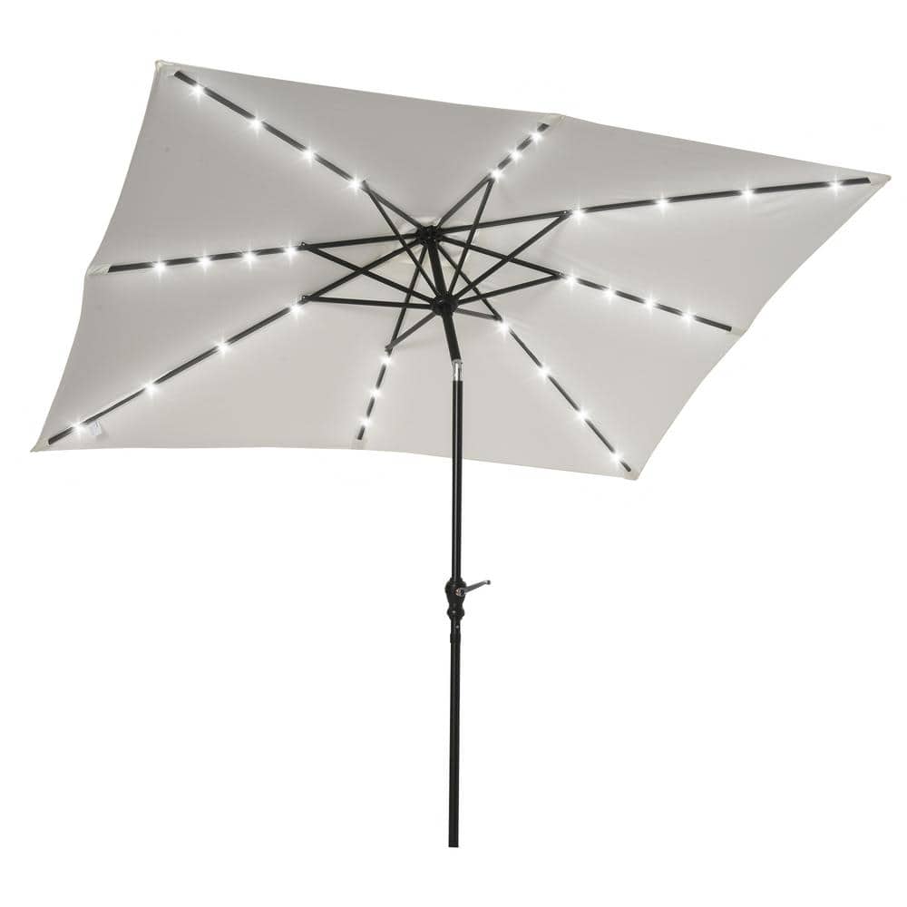 9 ft. Steel Market Solar Patio Umbrella, LED Lighted Outdoor Umbrella, with