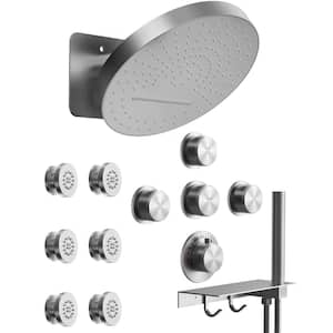 Module Switch 15-Spray 12.6 in. Dual Wall Mount Fixed and Handheld Shower Head 2.5 GPM in Brushed Nickel Include