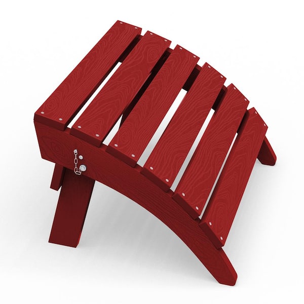 JEAREY HDPE Folding Plastic Outdoor Ottoman for Adirondack in Burgandy