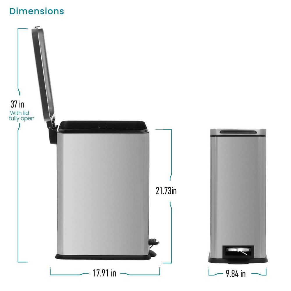 Slim Stainless Steel 8-Gallon Step Pedal Trash Can