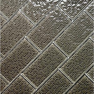 Coastal Taupe 3 in. x 6 in. Glossy Textured Glass Subway Wall Tile (28 sq. ft./Case)