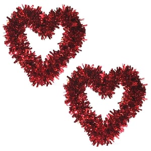 Valentines Day Tinsel Heart Wreaths Garland Red Heart Shaped