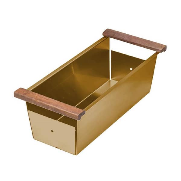 Ruvati LedgeFit 17 in. Replacement Gold Stainless Steel Colander with Wooden Handles for Workstation Sinks