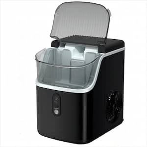 8.66 in. 33 lbs. Countertop or Portable Nugget Ice Maker in Black Stainless Steel