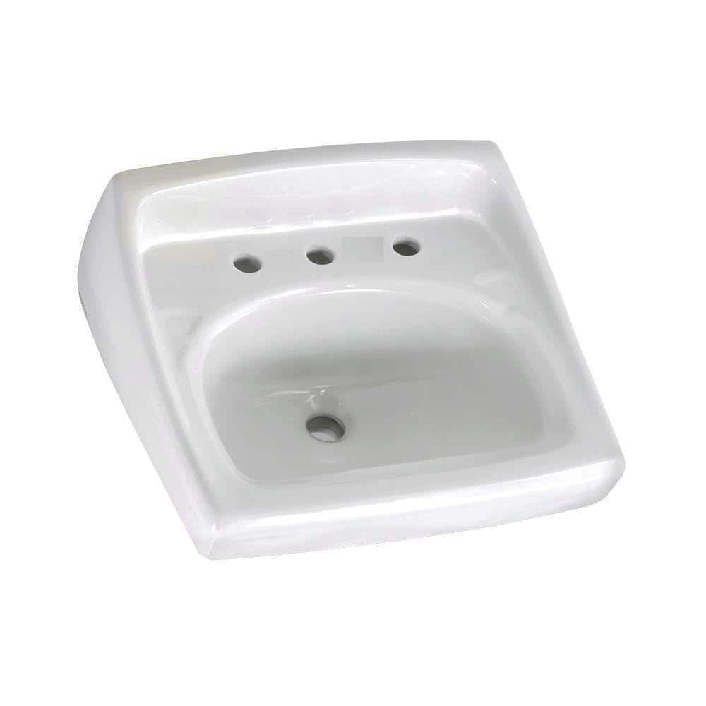 American Standard Lucerne Wall Mounted Bathroom Sink For Exposed Bracket Support By Others With Faucet Centers In White 0356028020 The Home Depot