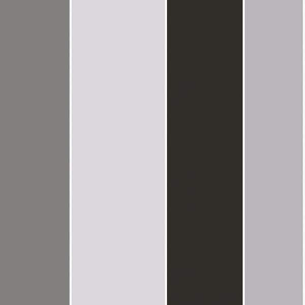 Unbranded Grey/Black Smart Stripes 3 Wide Stripe Matte Finish Non-Pasted Vinyl on Non-Woven Wallpaper Sample