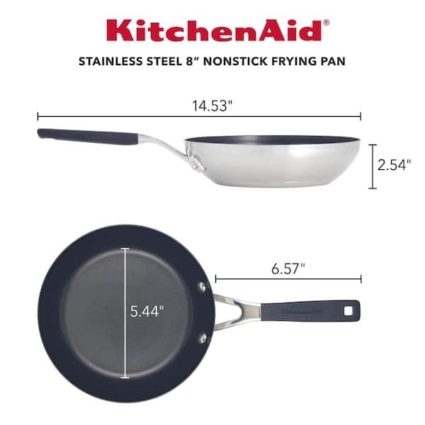 2) KITCHENAID STAINLESS STEEL SKILLET FRYING PANS 8 & 10