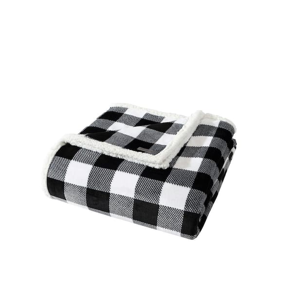 Eddie Bauer Cabin Plaid 1-Piece Charcoal Gray Ultra Sherpa Microfiber Full/Queen Blanket