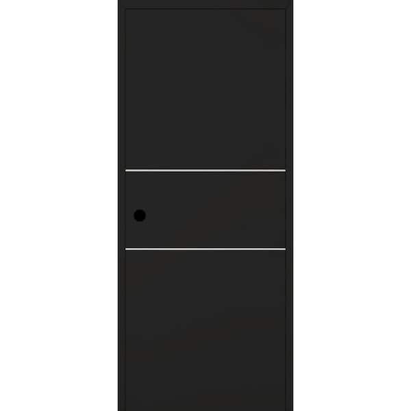 Belldinni Optima 2H DIY-Friendly 24 in. x 84 in. Right Hand Black Matte Solid Composite Core Wood Single Prehung Interior Door