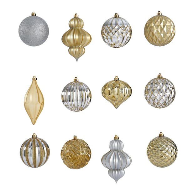 Gold Tone Glitter  accent Shatterproof Christmas Ornament 6"  Finial Drop 