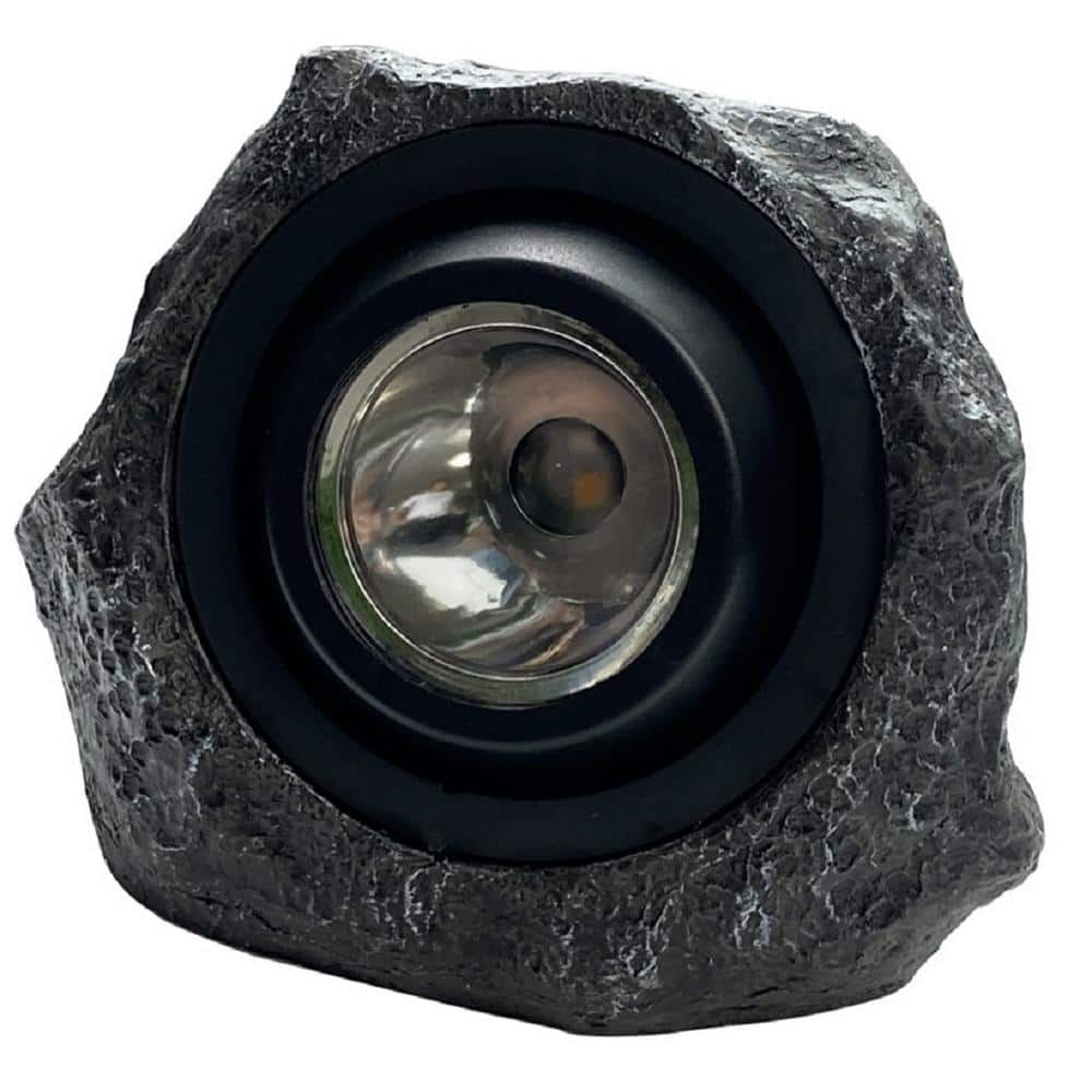 Deck Impressions Solar Hand-Painted Integrated LED Grey Rock Spotlight with  Green Light Option 50186 - The Home Depot