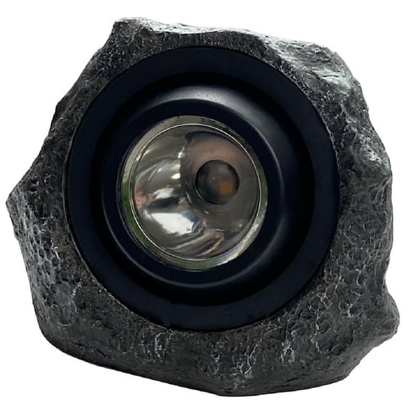 Deck Impressions Solar Hand-Painted Integrated LED Grey Rock Spotlight with Green Light Option