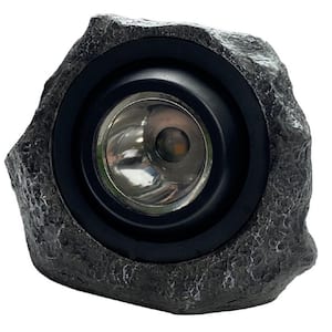 Solar Hand-Painted Integrated LED Grey Rock Spotlight with Green Light Option