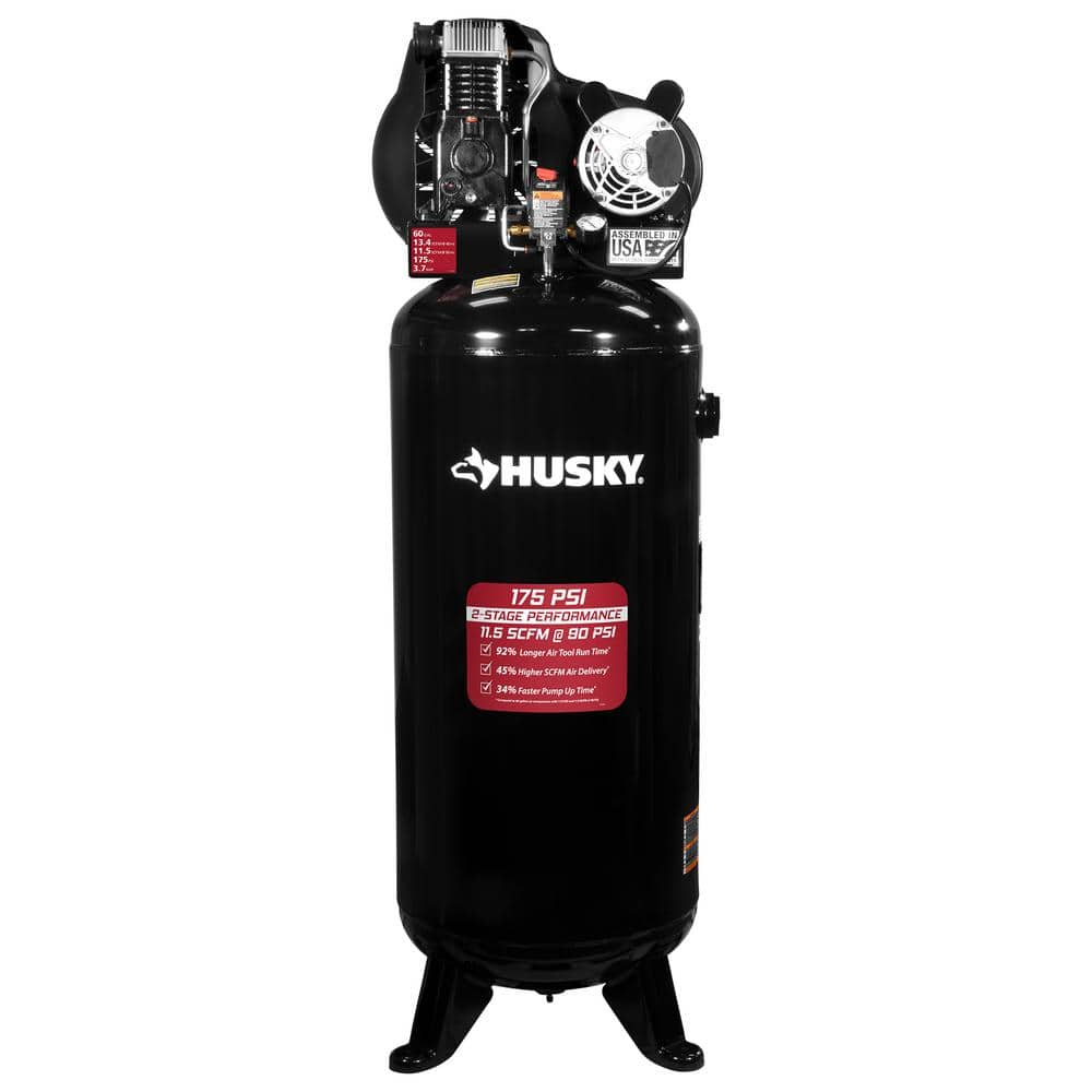 60 Gal. 3.7 HP 1-Phase 175 psi Oil Lubed Belt Drive Stationary Electric Air