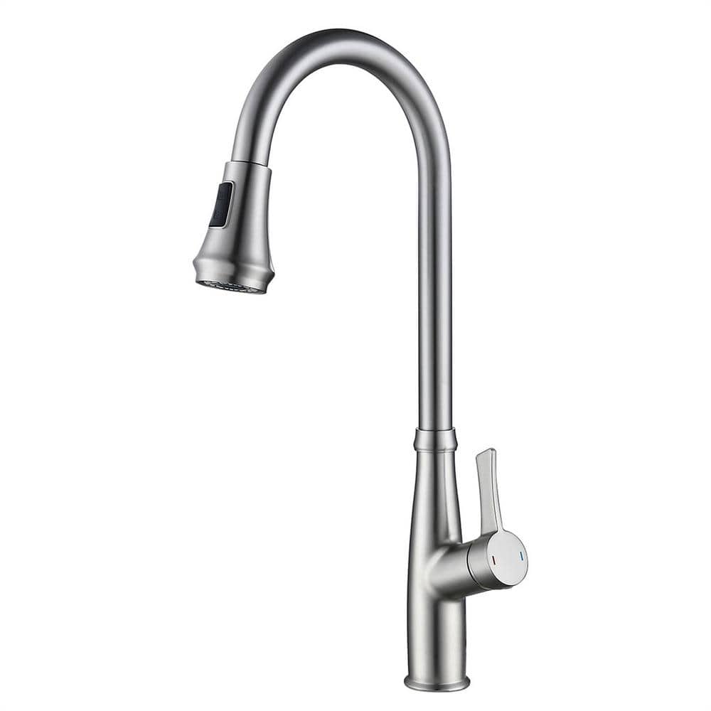 Single Handle Pull Down Sprayer Kitchen Faucet with Advanced Spray Brass Single Hole Sink Faucets in Brushed Nickel price history on PriceWatchPro