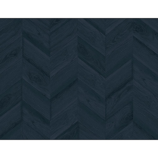 LILLIAN AUGUST 60.75 sq. ft. Coastal Haven Nightfall Keone Bay Chevron Embossed Vinyl Unpasted Wallpaper Roll