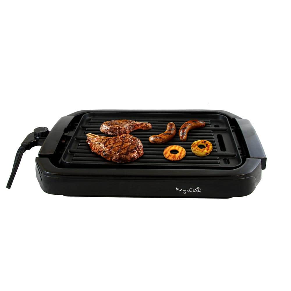 MegaChef Black Non-Stick Reversible Indoor Grill and Griddle