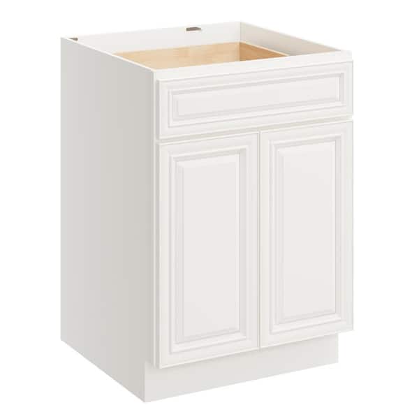 CASAINC 24 in. W x 24 in. D x 34.5 in. H Plywood Ready to Assemble Floor Base Kitchen Cabinet in Pearl White with Drawer