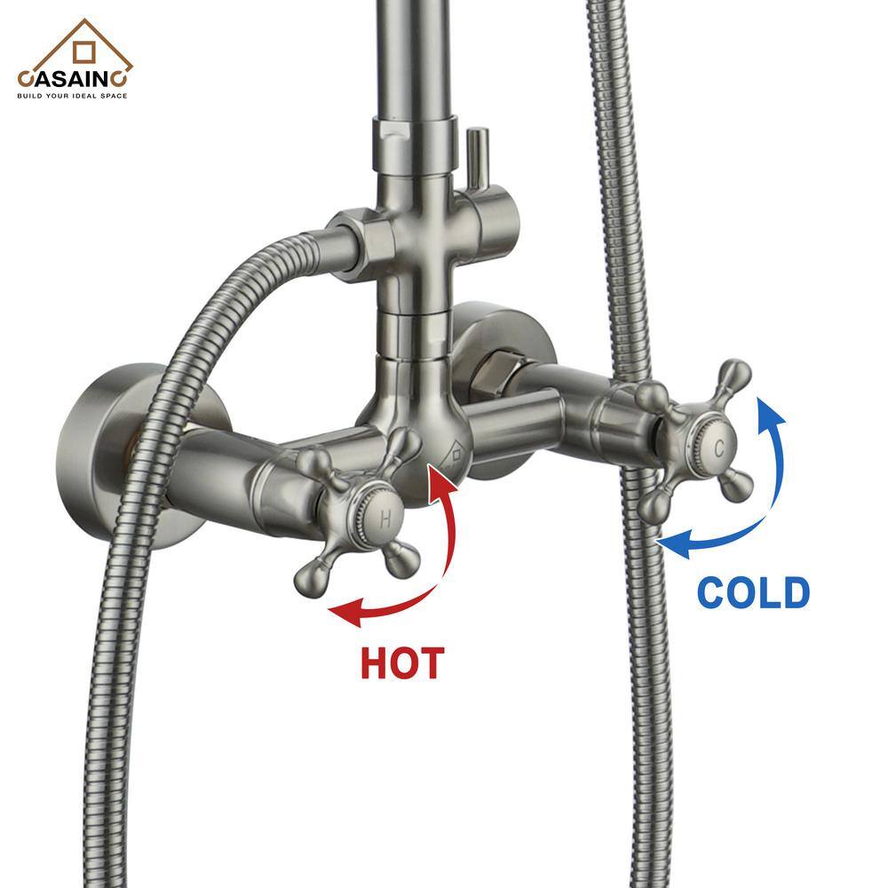 Brushed Nickel Adjustable Rainfall and Handheld Shower System