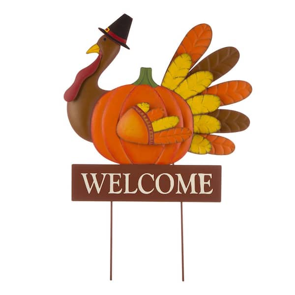 Thanksgiving Pilgrim Turkey Yard Stake 