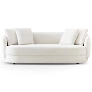 Juno 85 in. Round Arm 3-Seater Sofa in Ivory